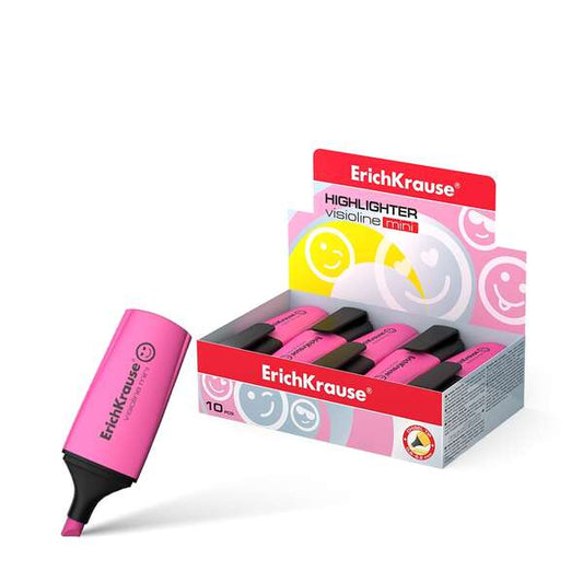 Erichkrause Visioline Mini Fluorescente - Ponta Chanfrada - Espessura da Linha 0,6 a 5,2 mm - Rosa