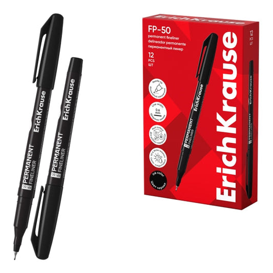 Marqueur permanent Erichkrause FP-50 - Pointe fine 0,6 mm - Résistant à la lumière et à l'eau - Couleur