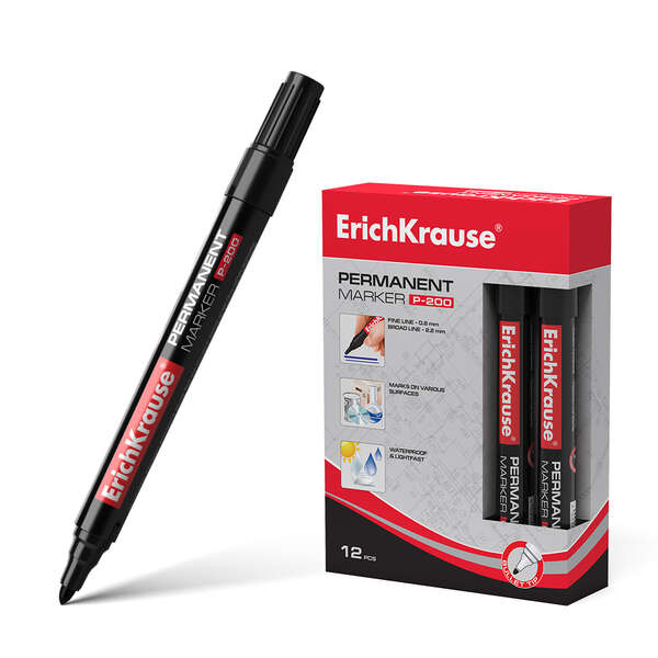 Marqueur permanent Erichkrause P-200 - Pointe ogive - Résistant à l'eau et aux UV