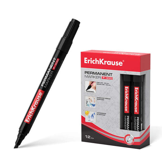 Marqueur permanent Erichkrause P-300 - Pointe biseautée - pour écrire sur de multiples surfaces - Co