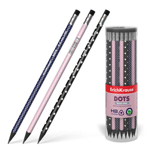 Crayon graphite triangulaire en plastique Erichkrause avec gomme - HB - Noir