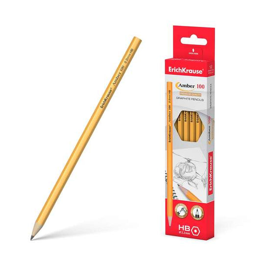 Crayon graphite hexagonal Erichkrause Ambre 100 HB - Bois sélectionné - Haute résistance à l'eau