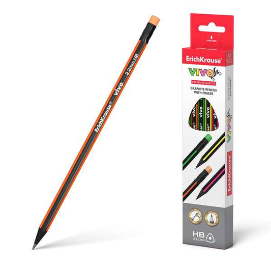 Erichkrause Vivo HB - Crayon graphite triangulaire avec gomme - Bois sélectionné - Haute résolution