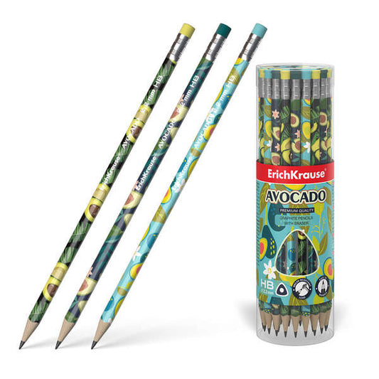 Crayon graphite triangulaire Erichkrause avec gomme - Avocat HB - Vert
