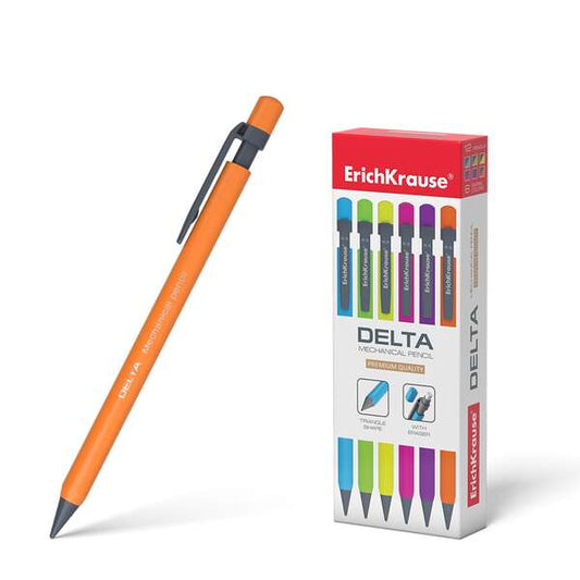 Porte-mine Erichkrause Delta 0,5 mm HB - Pour mines de 0,5 mm - Gomme - Forme triangulaire ergonomique