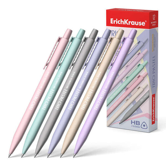 Porte-mine Erichkrause Trio Pastel 0,5 mm HB - Gomme - Pour mines de 0,5 mm - Couleurs pastel Sud