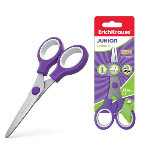 Erichkrause Standard Junior Stainless Steel Scissors 13cm - Rounded Ends - Corrosion Resistant - Durable Plastic Handles - Random Colors