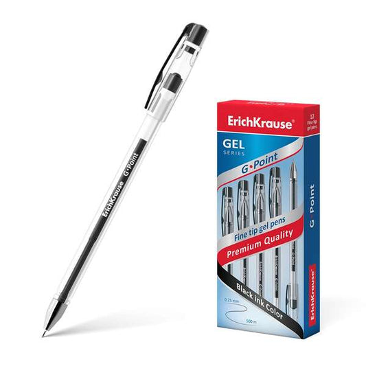 Stylo gel Erichkrause G-Point - Encre gel à séchage rapide - Corps transparent avec zone de préhension