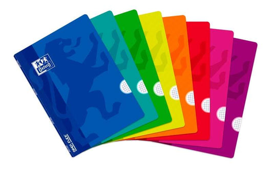 Oxford Openflex Libreta Grapada Formato A4 Cuadriculado 4x4mm - 48 Hojas con Margen - Tapa de Plastico - Colores Surtidos - Cantidad: 10 - Prinkweb