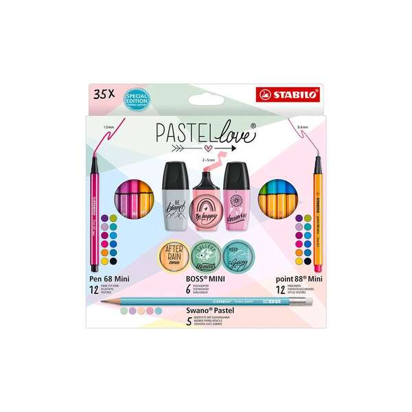Stabilo Pastellove Marcadores y Rotuladores - 12 Rotuladores Premium Pen 68 Mini, 12 Rotu