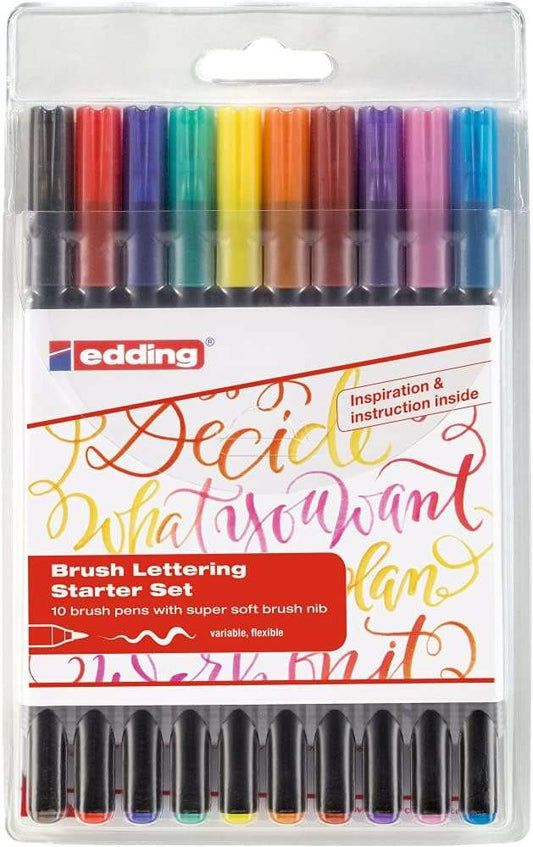 Lot de 10 marqueurs à pointe pinceau Edding 1340 - Pointe pinceau flexible - Largeur de trait : 1 à 3 mm - Encre à base de méthyle
