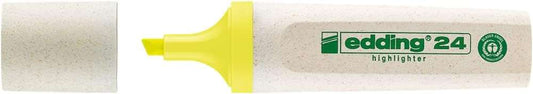 Marqueur fluorescent Edding 24 EcoLine - Pointe biseautée - Largeur de trait : 2 à 5 mm - 90 % de plastique recyclé - Label écologique Ange Bleu - Jaune - Quantité : 10