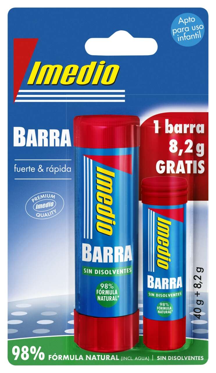 Lot de 2 bâtons de colle Imedio : 1 x 40 g + 1 x 8,2 g – Sans solvant – Lavable – Convient à un usage scolaire 
