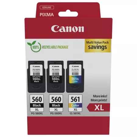 Canon PG-560XL + CL-561XL Pack de 3 Cartuchos de Tinta Originales - 3712C009 - Prinkweb