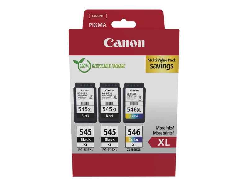 Canon PG545XL Negro + CL546XL Color Pack de 3 Cartuchos de Tinta Originales - 8286B013 - Prinkweb