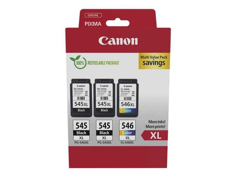 Canon PG545XL Negre + CL546XL Color Pack de 3 Cartutxos de Tinta Originals - 8286B013