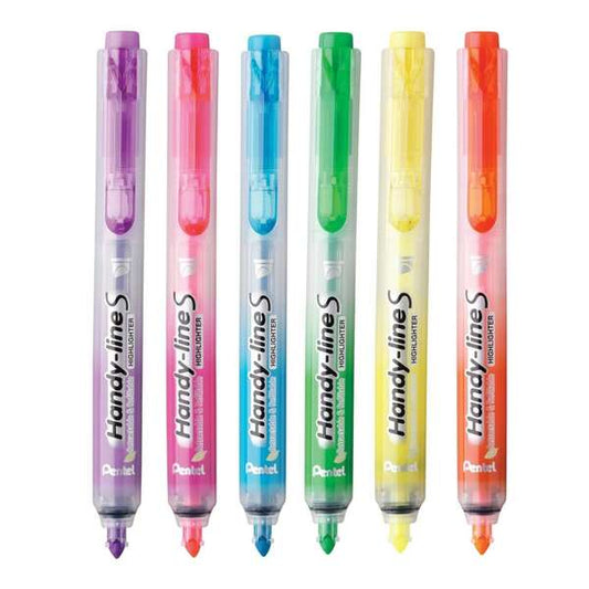 Pentel Handy Line S Lot de 6 marqueurs fluorescents rétractables - Encre liquide - Pointe de 1,6 à 1,6 mm