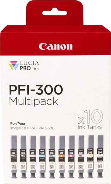 Canon PFI300 Pack de 10 Cartuchos de Tinta Originales - 4192C008 - Prinkweb