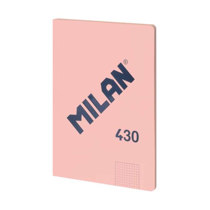 Milan Serie 1918 Libreta Encolada Formato A4 Cuadricula 5x5mm - 48 Hojas de 95 gr/m2 - Microperforado - Tapa Blanda - Color Rosa - Prinkweb