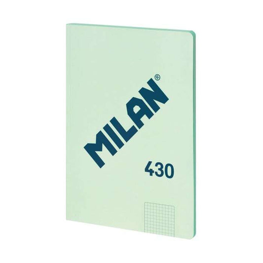 Milan Serie 1918 Libreta Encolada Formato A4 Cuadricula 5x5mm - 48 Hojas de 95 gr/m2 - Microperforado - Tapa Blanda - Color Verde - Prinkweb