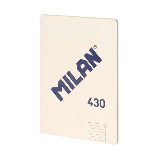 Milan Serie 1918 Libreta Encolada Formato A4 Pautado 7mm - 48 Hojas de 95 gr/m2 - Microperforado - Tapa Blanda - Color Beige - Prinkweb