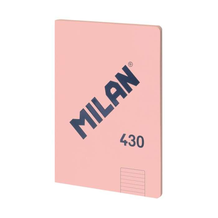 Milan Serie 1918 Libreta Encolada Formato A4 Pautado 7mm - 48 Hojas de 95 gr/m2 - Microperforado - Tapa Blanda - Color Rosa - Prinkweb