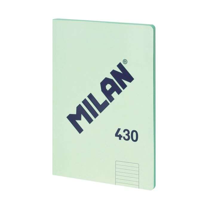 Milan Serie 1918 Libreta Encolada Formato A4 Pautado 7mm - 48 Hojas de 95 gr/m2 - Microperforado - Tapa Blanda - Color Verde - Prinkweb