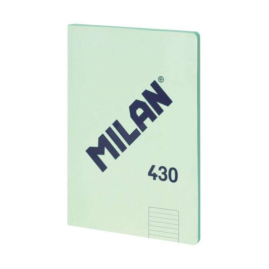 Milan Serie 1918 Libreta Encolada Formato A4 Pautado 7mm - 48 Hojas de 95 gr/m2 - Microperforado - Tapa Blanda - Color Verde - Prinkweb