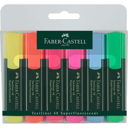 Faber-Castell Textliner 48, lot de 6 marqueurs fluorescents - Pointe biseautée - Largeur de trait entre 1,2 mm et