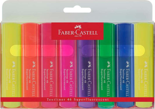 Faber-Castell Textliner 46 Superfluorescent, lot de 8 marqueurs fluorescents - Pointe biseautée - T