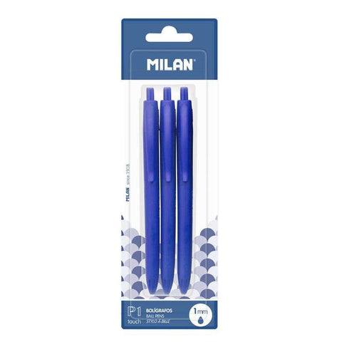 Milan P1 Touch Boligrafos de Bola Retractiles - Punta Redonda 1mm - Tinta con Base de Acei