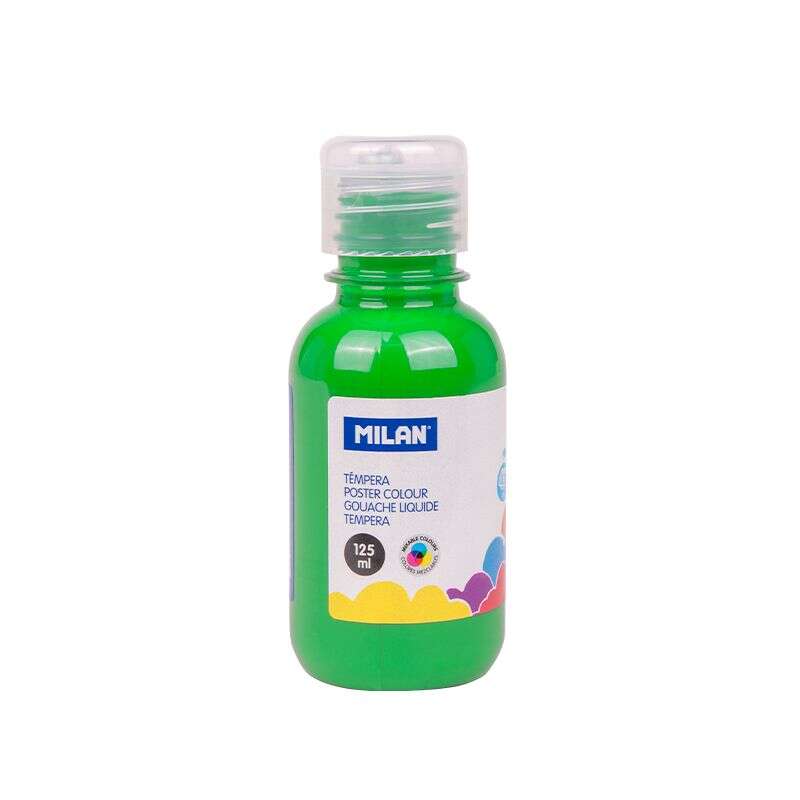 Flacon de peinture tempera Milan 125 ml - Bouchon doseur - Séchage rapide - Miscible - Vert clair 