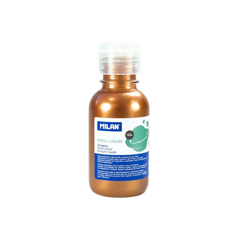Tinta têmpera Milan, frasco de 125ml - Tampa doseadora - Secagem rápida - Misturável - Cor cobre 