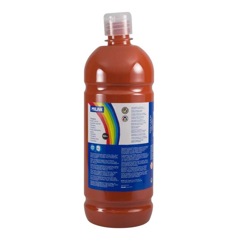Tinta têmpera Milan em frasco de 1000ml - Tampa doseadora - Secagem rápida - Misturável - Castanho 