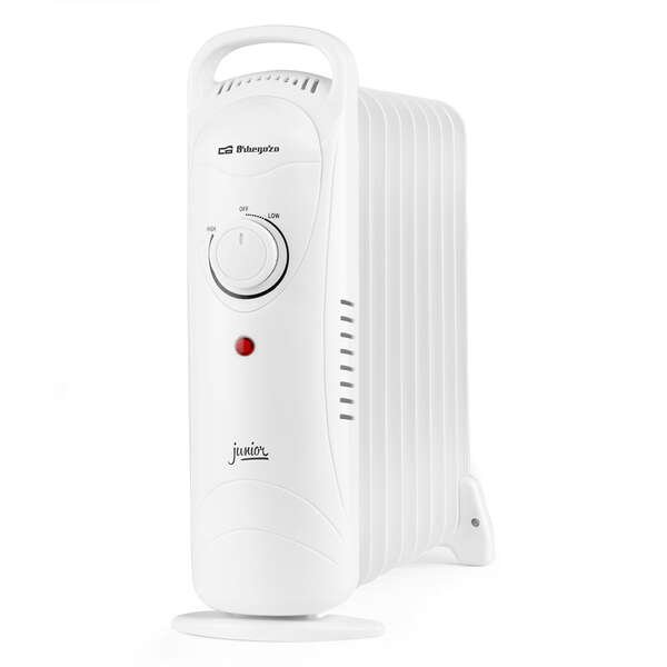 Radiador a óleo compacto Orbegozo RO 1220 Junior - Potência de 1200 W - Termostato ajustável - Proteção contra sobreaquecimento - Fácil de utilizar - Pega de transporte 