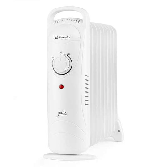 Radiateur à bain d'huile compact Orbegozo RO 1220 Junior - Puissance 1200 W - Thermostat réglable - Protection contre la surchauffe - Facile à utiliser - Poignée de transport 