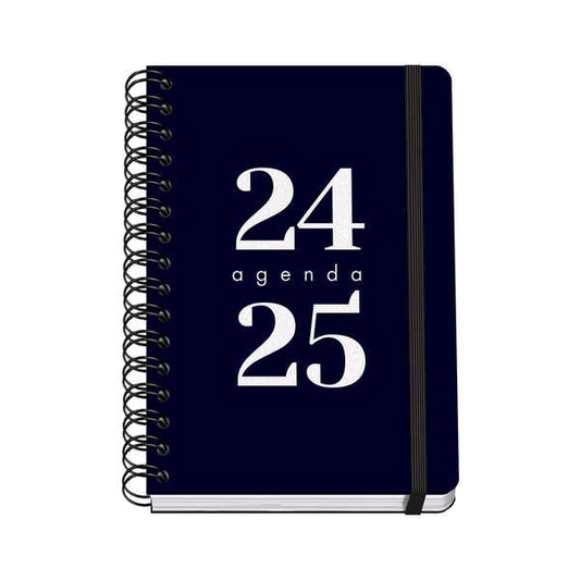 Dohe Grammar Agenda Escolar Espiral A5 - Semana Vista - Papel 80g/m2 - Cubierta de Polipropileno - Cierre de Goma Elastica - Tamaño 15x21cm - Color Negro - Prinkweb