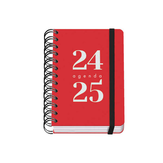Dohe Grammar Agenda Escolar Espiral A6 - Dia Pagina - Papel 80g/m2 - Cubierta de Polipropileno - Cierre de Goma Elastica - Tamaño 10x15cm - Color Rojo - Prinkweb