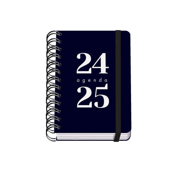 Dohe Grammar Agenda Escolar Espiral A6 - Dia Pagina - Papel 80g/m2 - Cubierta de Polipropileno - Cierre de Goma Elastica - Tamaño 10x15cm - Color Negro - Prinkweb