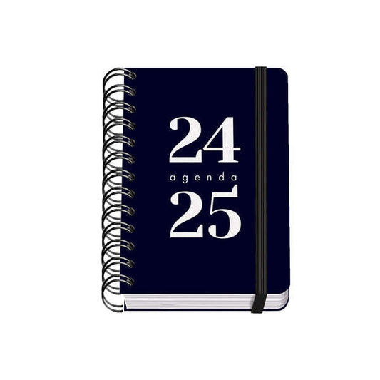 Dohe Grammar Agenda Escolar Espiral A6 - Dia Pagina - Papel 80g/m2 - Cubierta de Polipropileno - Cierre de Goma Elastica - Tamaño 10x15cm - Color Negro - Prinkweb