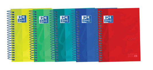 Oxford Touch Europeanbook 4 8º - Cuaderno Espiral Microperforado - Tapa Extradura - 120 Hojas - 5x5 - Colores Surtidos - Cantidad: 5 - Prinkweb