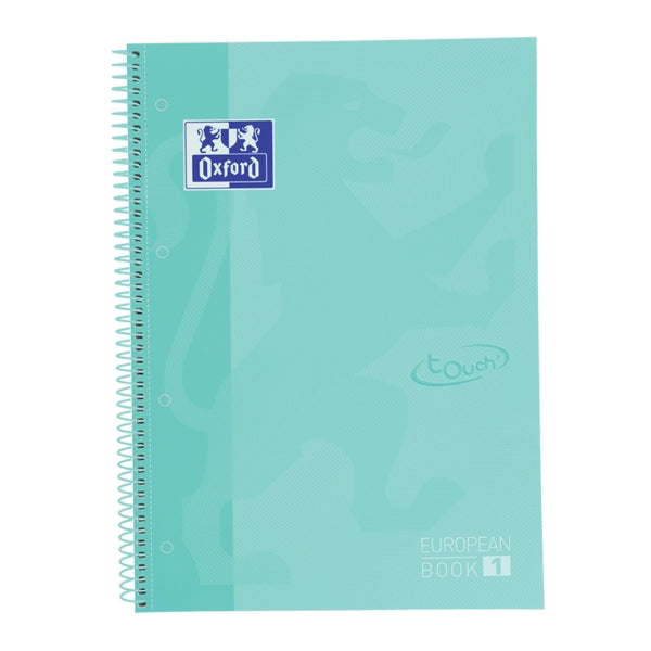 Oxford School Touch Europeanbook 1 Cuaderno A4+ 80 Hojas Cuadricula 5x5mm - Tapa Extradura - Color Ice Mint - Prinkweb