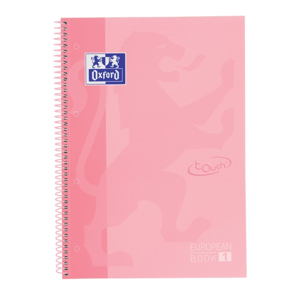 Oxford School Touch Europeanbook 1 Cuaderno A4+ 80 Hojas Microperforadas Cuadricula 5x5mm - Tapa Extradura - Color Rosa - Prinkweb