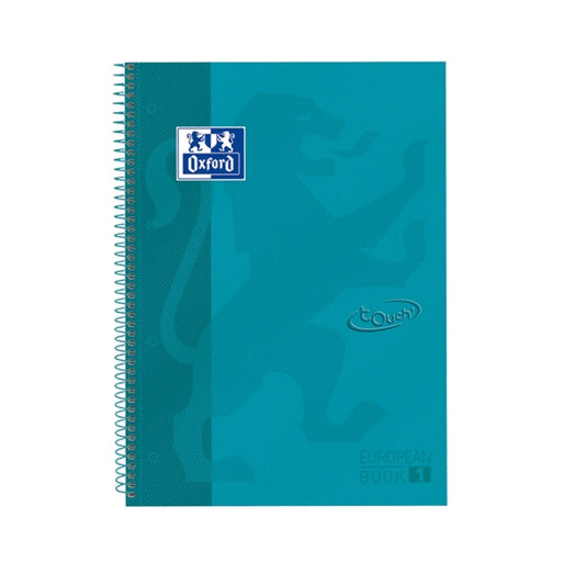 Oxford School Touch Europeanbook 1 Cuaderno A4+ 80 Hojas Microperforadas Cuadricula 5x5mm - Tapa Extradura - Color Azul Verdoso - Prinkweb