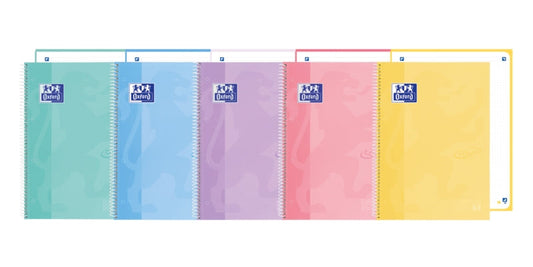 Oxford School Touch Europeanbook 1 Cuaderno A4+ 80 Hojas icroperforadas Rayado Dots - Tapa Extradura - Colores Pastel Surtidos - Cantidad: 5 - Prinkweb
