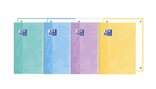 Oxford School Touch Europeanbook 1 Cuaderno A5+ 80 Hojas Microperforadas Rayado Dots - Tapa Extradura - Colores Pastel Surtidos - Cantidad: 5 - Prinkweb