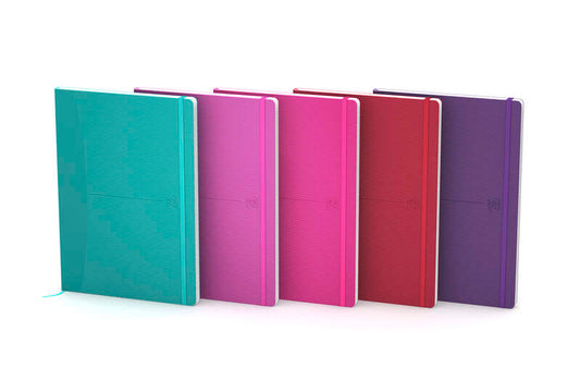 Oxford Signature A5 Cuaderno Cosido - Tapa de Goma Flexible - 80 Hojas Lisas - Colores Surtidos - Cantidad: 5 - Prinkweb