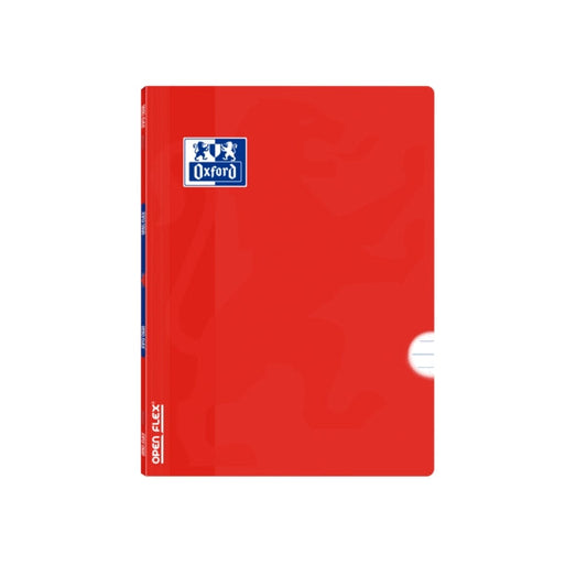 Oxford School Classic Openflex A5+ Libreta Grapada - Tapa de Plastico Resistente - 1 Linea con Margen - 48 Hojas de Papel de Alta Calidad - Color Rojo - Prinkweb