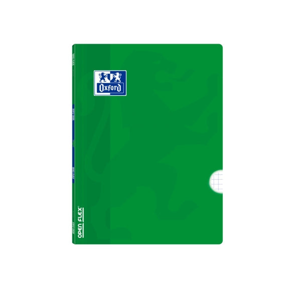 Oxford School Classic Openflex A5+ Libreta Grapada - Tapa de Plastico Resistente - 48 Hojas con Margen 4x4 - Color Verde - Ideal para Estudiantes - Prinkweb