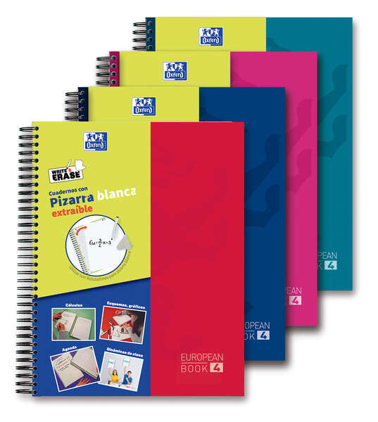 Oxford School Classic Write&Erase Europeanbook 4 - Tapa Extradura - Pizarra Blanca Extraible - 120 Hojas - Cantidad: 5 - Prinkweb